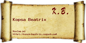 Kopsa Beatrix névjegykártya